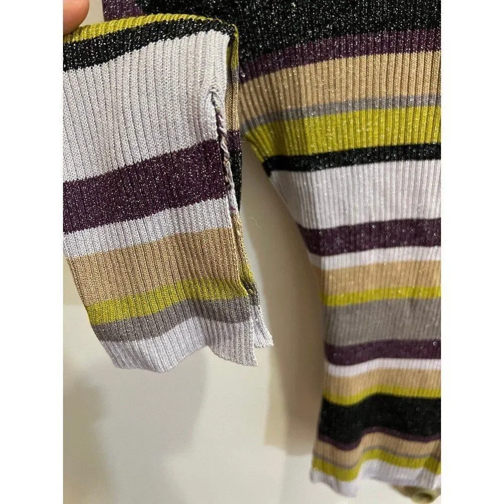 NEW Chaser Striped Flare Sleeve Top Winter Feminine Preppy Gossip Girl Chic - Picture 8 of 12